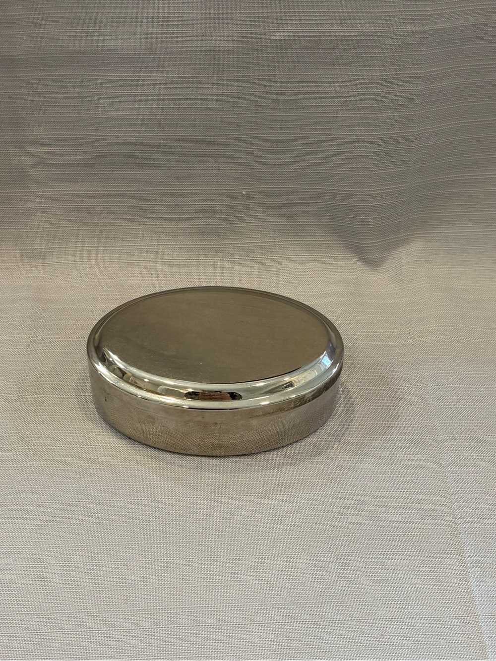 Silver Plated Round Metal Jewelry or Trinket Box
